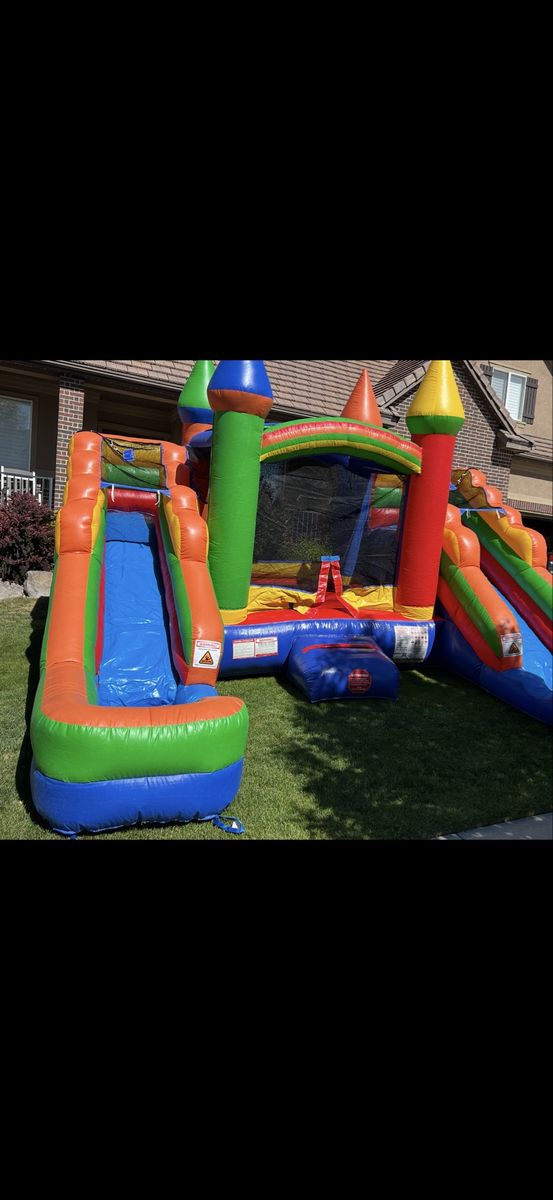 Bounce House Double Water Slide Combo For Kids !!