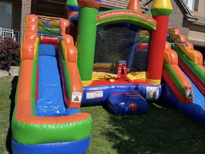 Bounce House Double Water Slide Combo For Kids !!