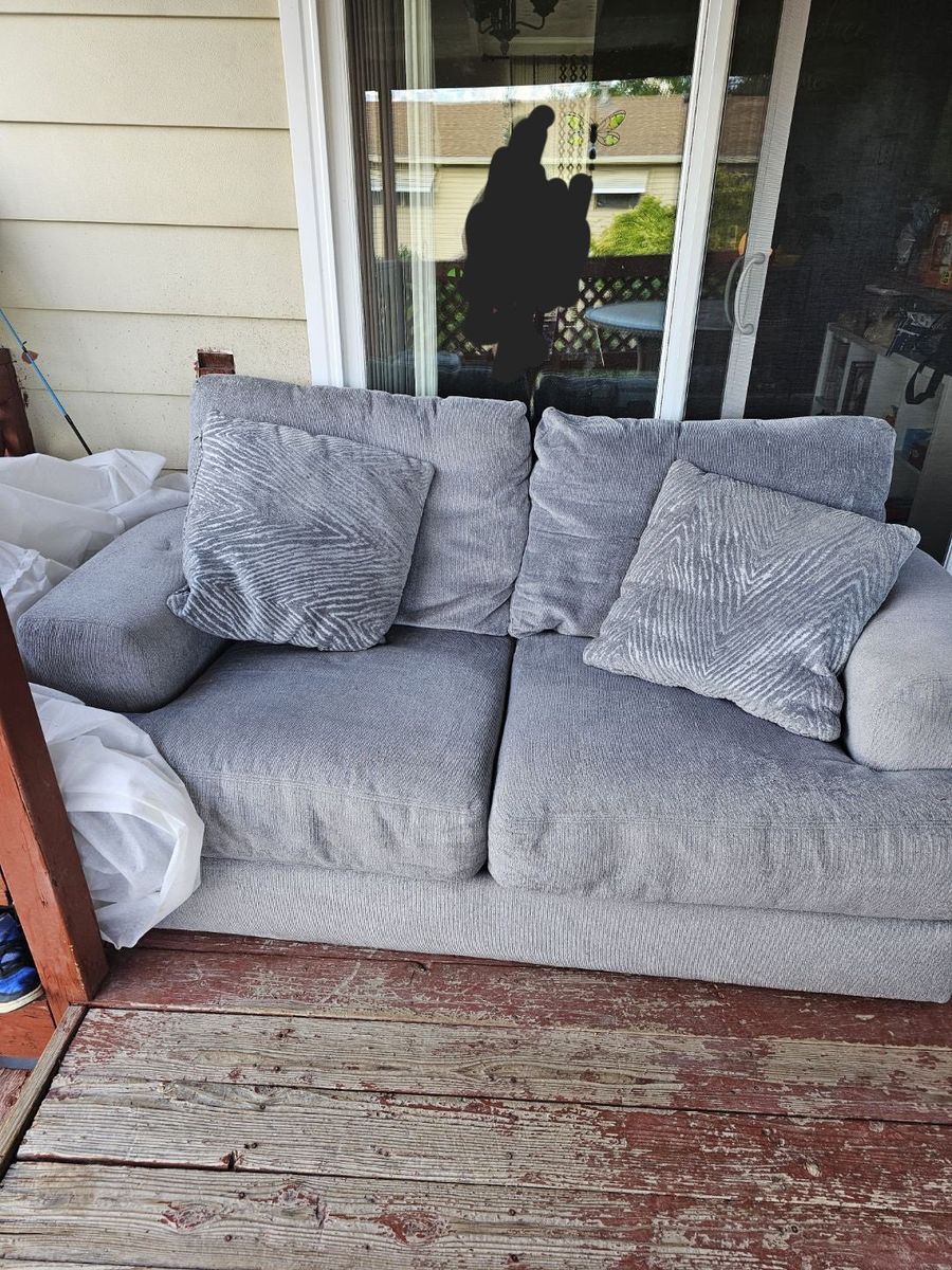 Gray Fabric Loveseat Sofa 