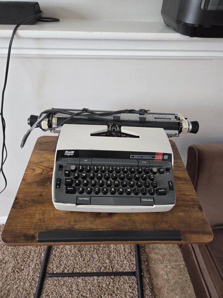Vintage Smith-Corona 215 Electric Typewriter - White/Gray, Portable Desktop Model in working condition!