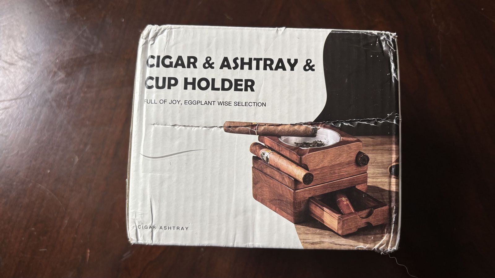 Cigar & Ashtray & Cup Holder by Eggplant Wise Selection / Full of Joy. includes 4 Whiskey Stones Free!