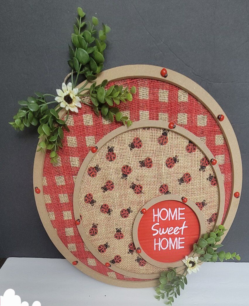 Home Sweet Home Ladybug Wreath