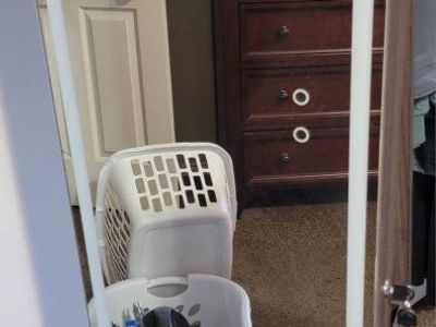 Wooden Jewelry Armoire with Full-Length Mirror and Storage Lockable Standing Cabinet