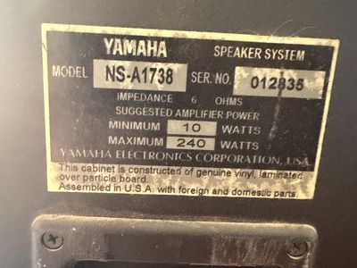 Yamaha NS-A1738 Floor-Standing Speakers - 240W Max Power, 6 Ohms Impedance