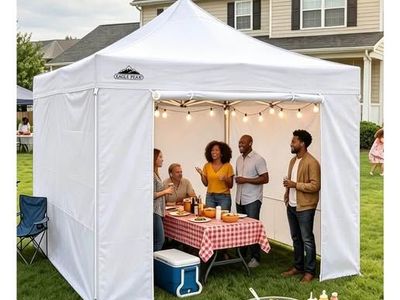 10x10 pop up canopy tent w/ weights and portable roller bag. New