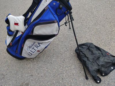 Michelob Ultra Blue & White Golf Bag 34" with Stand & 14-Way Divider Top