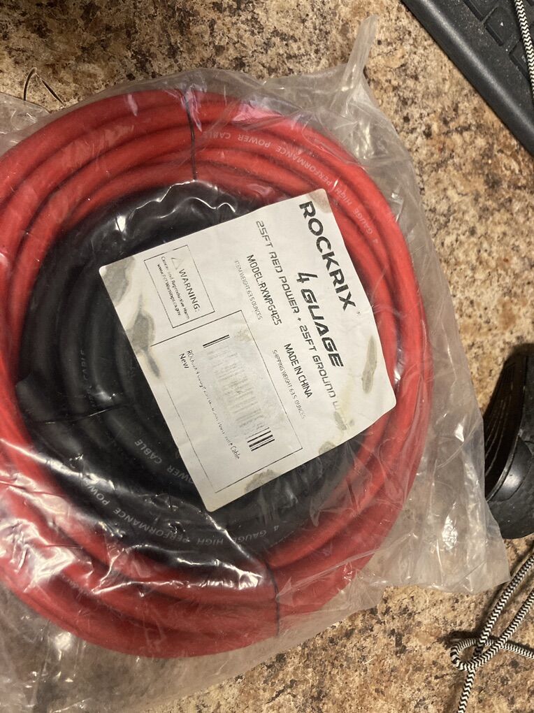 Rockrix 4 Guage 25 Ft Black & 25 Ft Red Car Audio