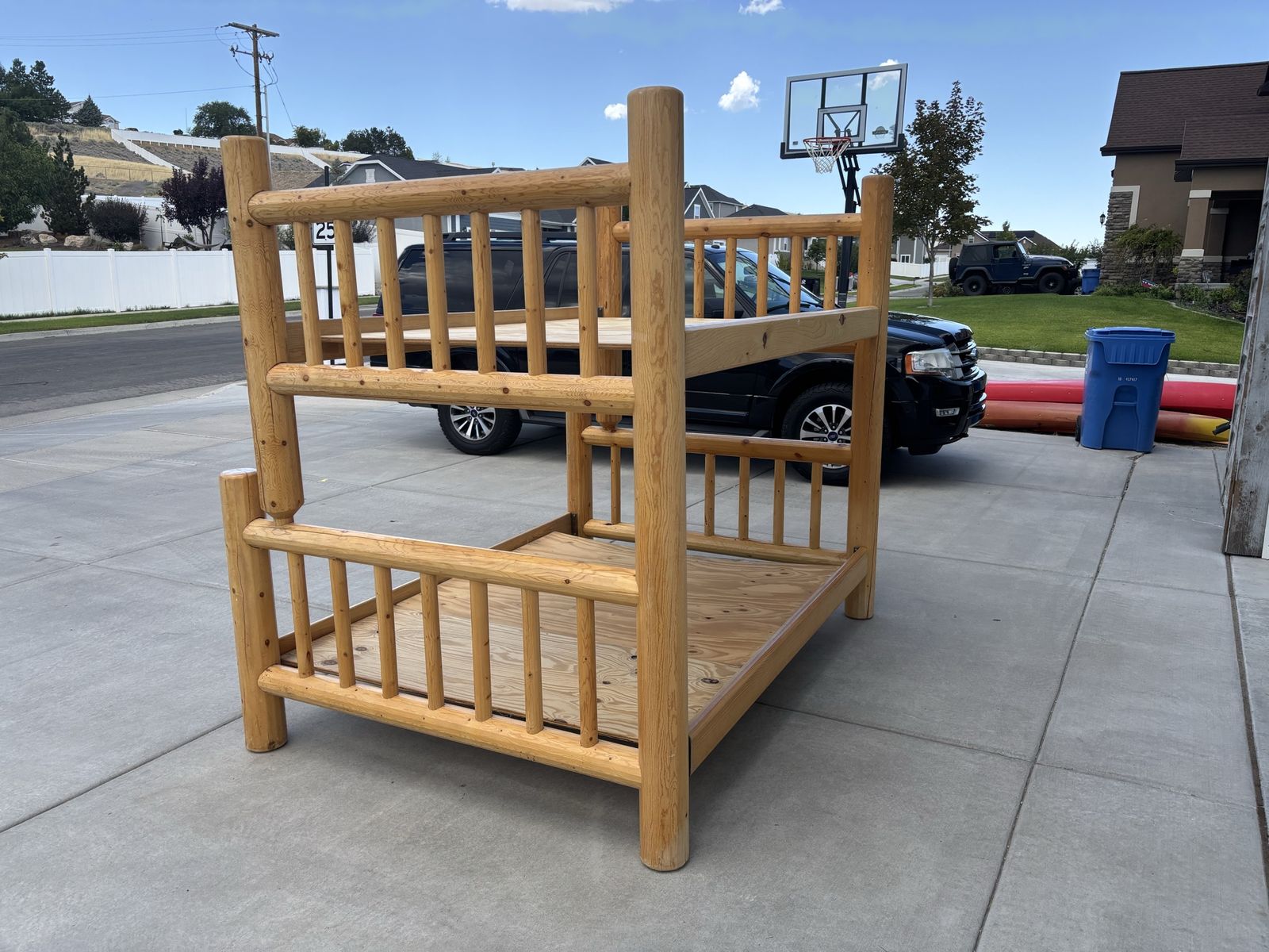 ***Handmade*** Oversized Pine Log Queen/Double Bunkbed