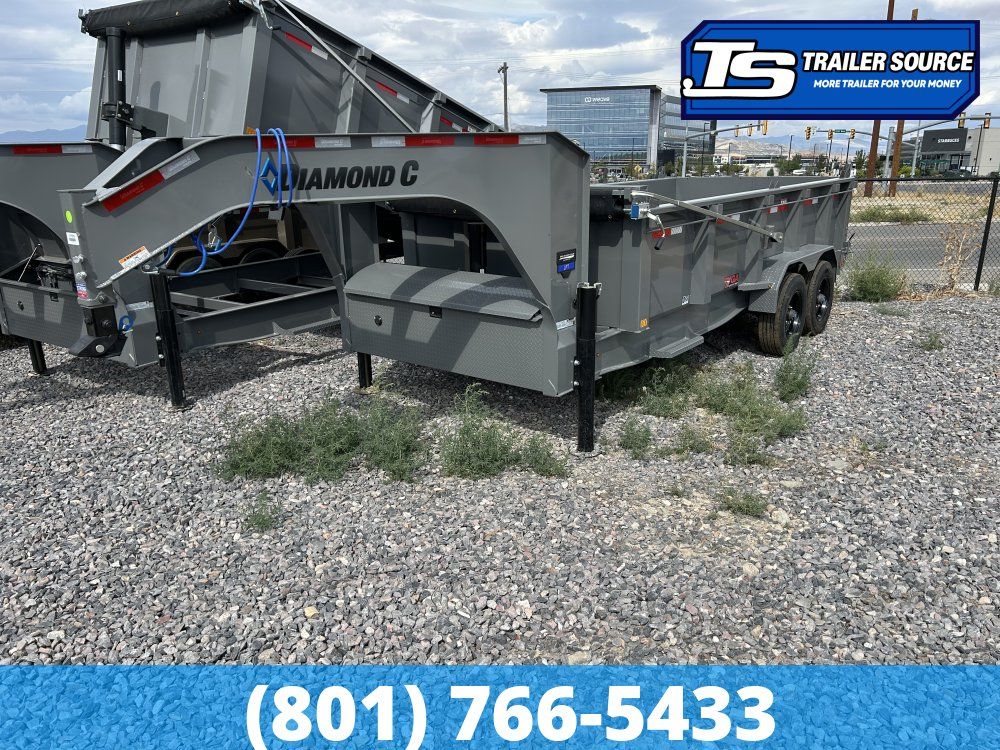 7x16 Diamond C LPT-GN 210 Gooseneck Dump Trailer - 32" Sides - 23K GVWR - 7 Gauge Floor and Walls, ABS Brakes, Board Brackets,