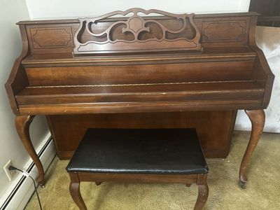 Kohler & Campbell Upright Piano (SKV-430) – French Provincial Cherry with Matching Bench