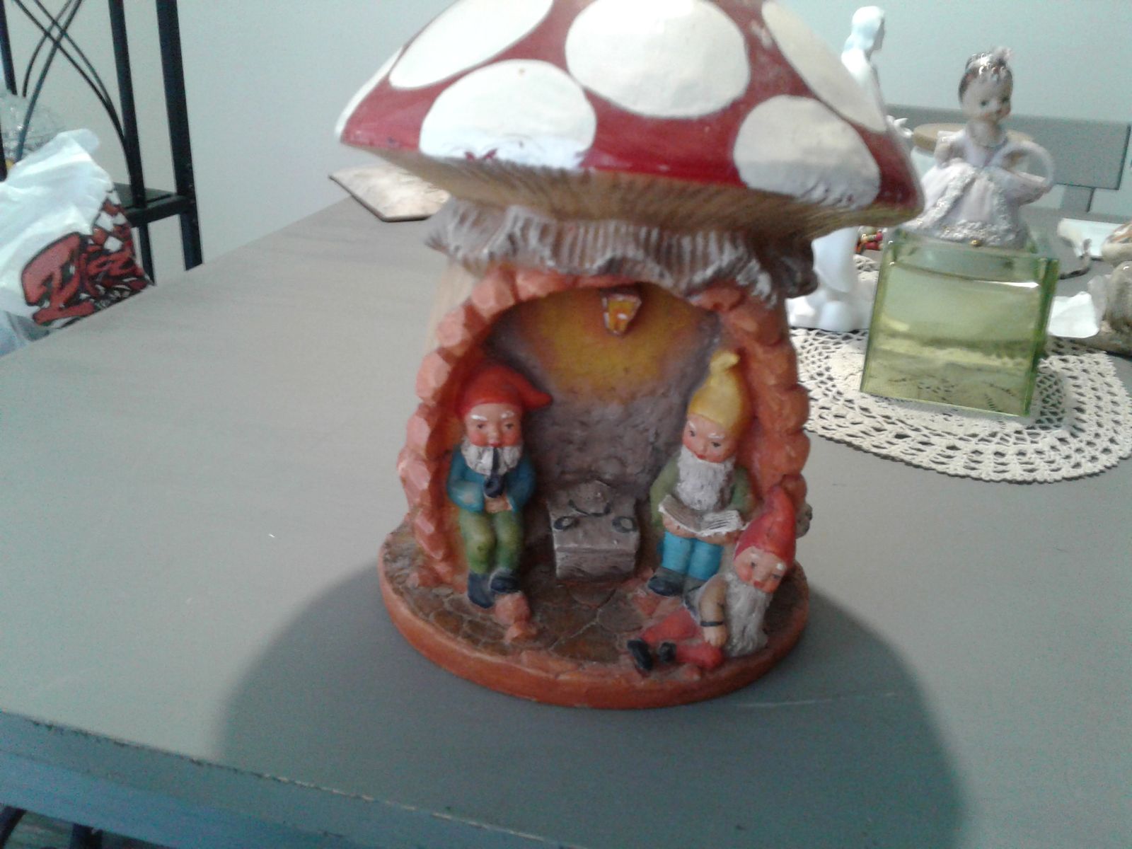 Large Antique/ Vintage Decorative Gnome, Mushroom Candle
