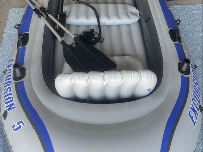 Intex Excursion 5 Inflatable 5-Person Boat Set with Oars & Air Pump
