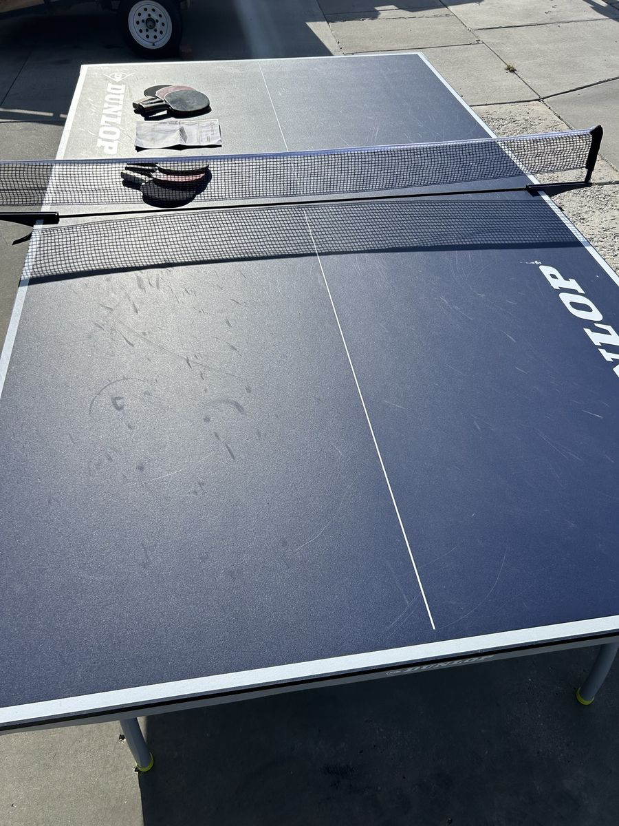 Dunlop Table Tennis Set - Full-Size Foldable Ping Pong Table w/ Paddles & Net