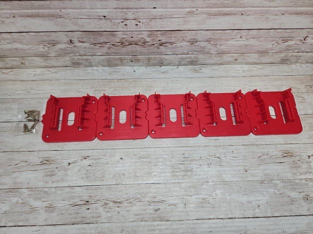 Milwaukee M18 Battery Holders - Red Plastic Wall/Under Shelf Mounts (5 Pack, MI-18V)