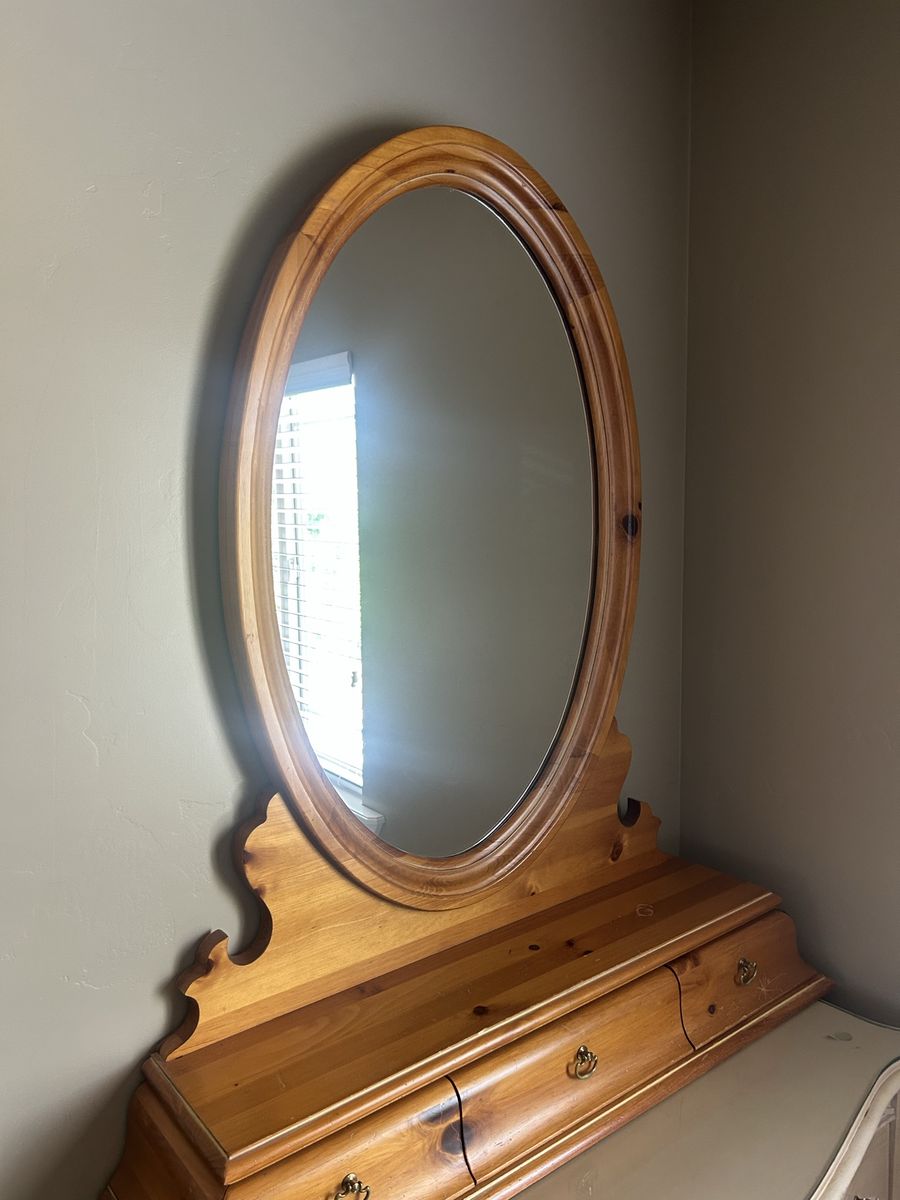 Wooden Dresser Top Vanity Mirror with 2 Drawers - 38" W x 35.25" H x 10" D