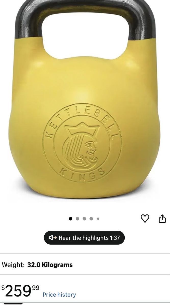 Kettlebell Kings 32kg Competition Kettlebell - Yellow (70.5 lbs)