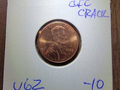 2023 penny with die, crack.