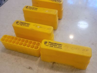 Flambeau 20 round .222 Slip Top Ammo boxes