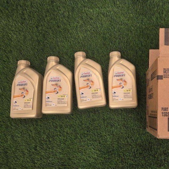 Castrol Power 1 Motorcycle Oil SAE 5W-40 4T Full Synthetic 6 x 1 Quart Bottles