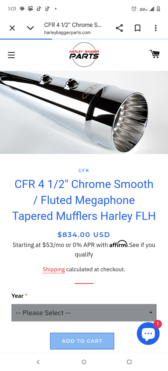 Cary Faas Racing exhaust for Harley. A steal at $300