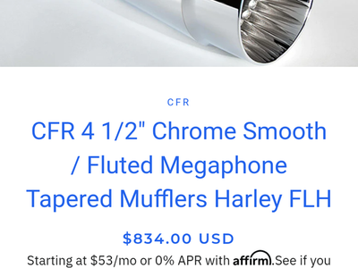 Cary Faas Racing exhaust for Harley. A steal at $300