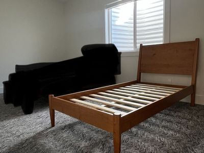 Solid Wood TWIN Bed Frame with Slatted Base - Light Wood Finish
