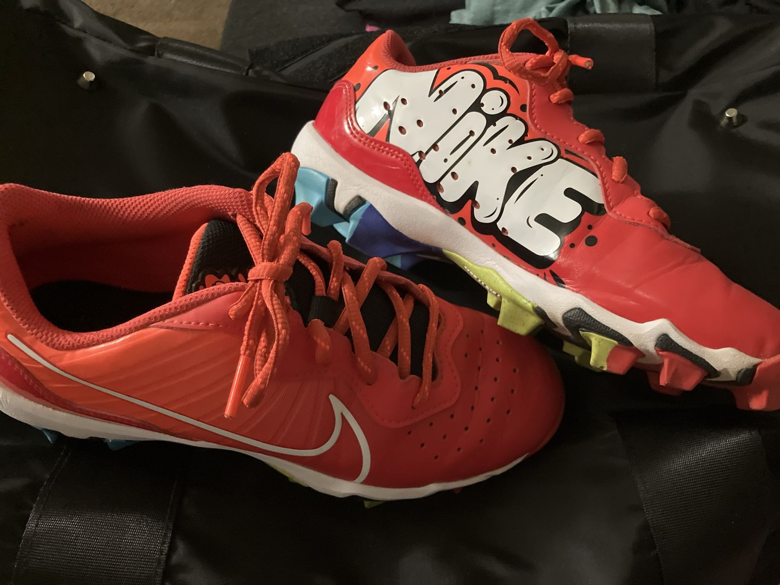 Nike Diamond Custom Graffiti Baseball Softball Cleats Red Youth 5Y