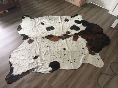 Genuine Tri-Color Cowhide Rug - Brown, Black, and White