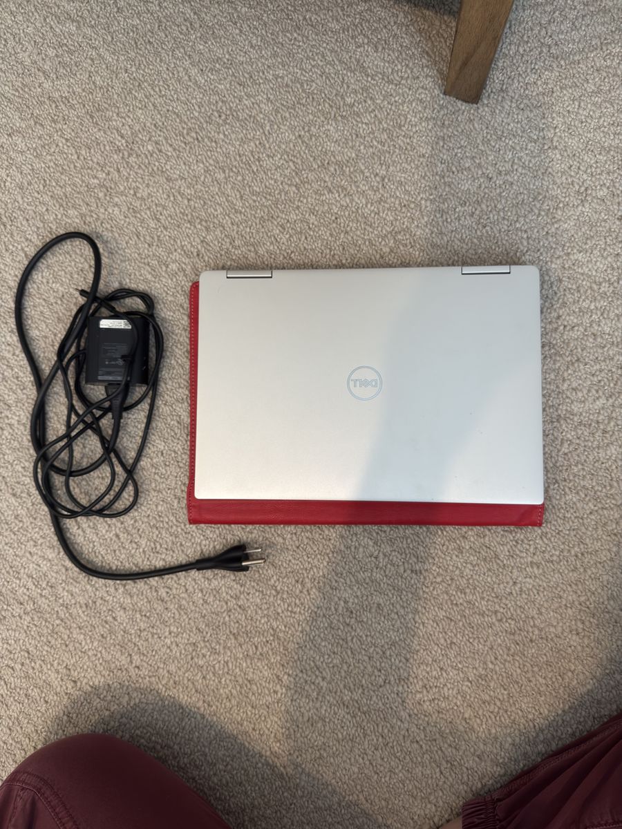 Dell XPS 13 2-in-1 Laptop with Power Adapter and Red Folio Case