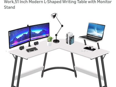 L shaped white desk