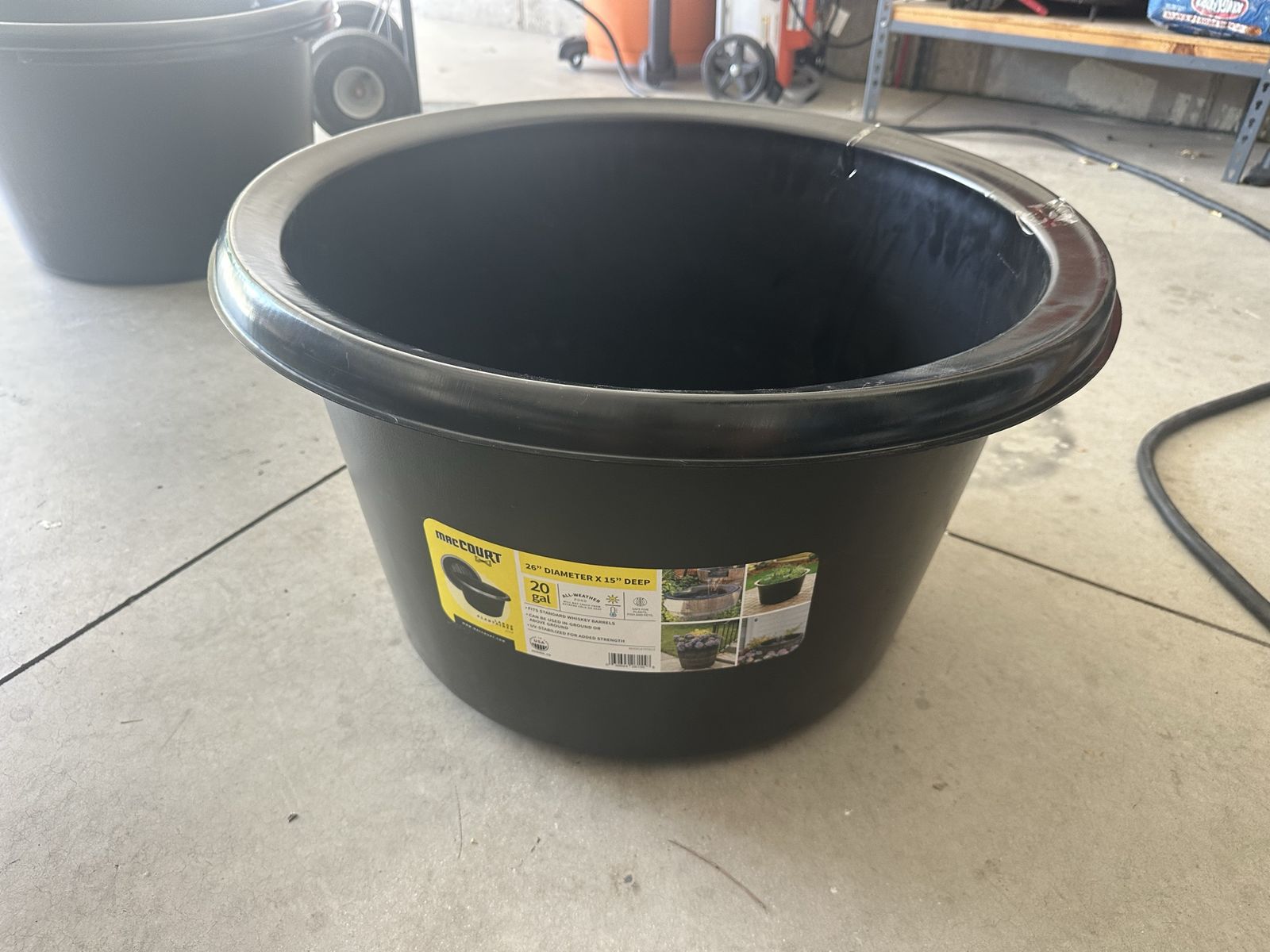 MacCourt 20 Gallon Large Planter Pond 26" Diameter x 15" Deep Black