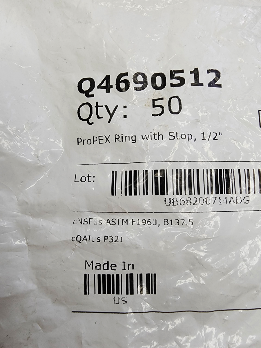 Uponor Q4690512 ProPEX 1/2 in Plastic PEX Expansion Ring with Stop