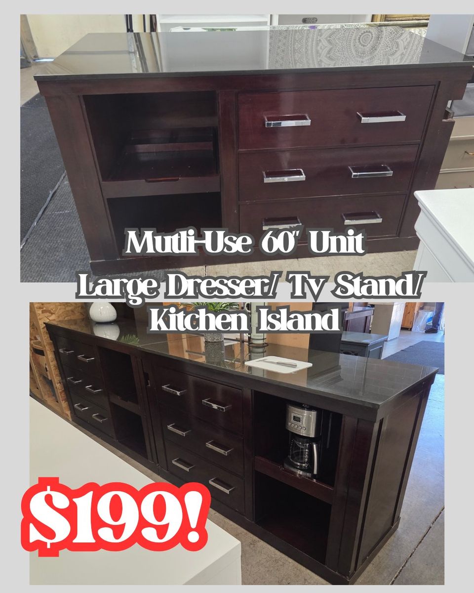 Mutli-Use 60" Unit 
Large Dresser/ Tv Stand/ Kitchen Island