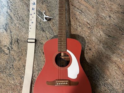 Fender Malibu Player Acoustic-Electric Guitar - Fiesta Red, Slim C-Neck, Fishman Electronics, w/ Strap & Capo