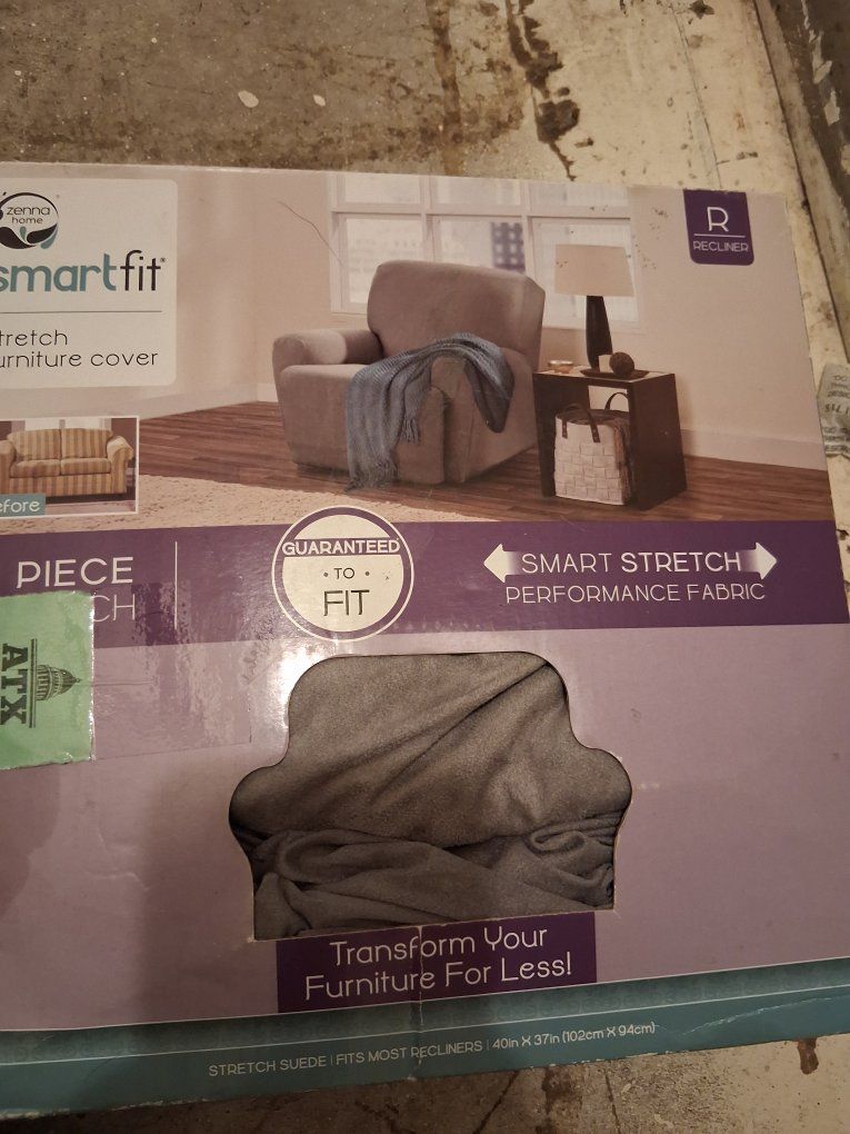 Zenna Home SmartFit Stretch Suede Recliner Cover - Gray, Fits Recliners up to 40"x37"
