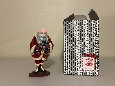 All Through The House Jolly Old Elf Santa Christmas Figurine in Box