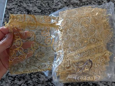70 Gold Lace drawstring gift bags 4x5"