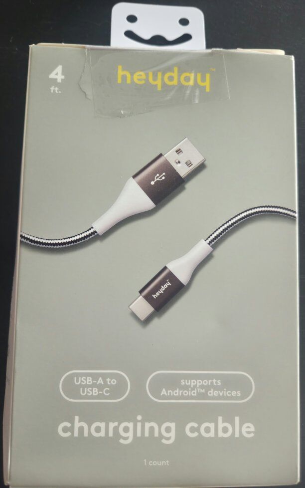 Heyday 4ft USB-A to USB-C Braided Charging Cable.