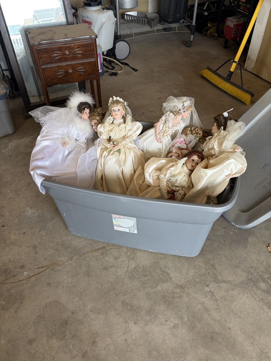 Miscellaneous Garage Sale Items - Dolls, Furniture, Decor, and More