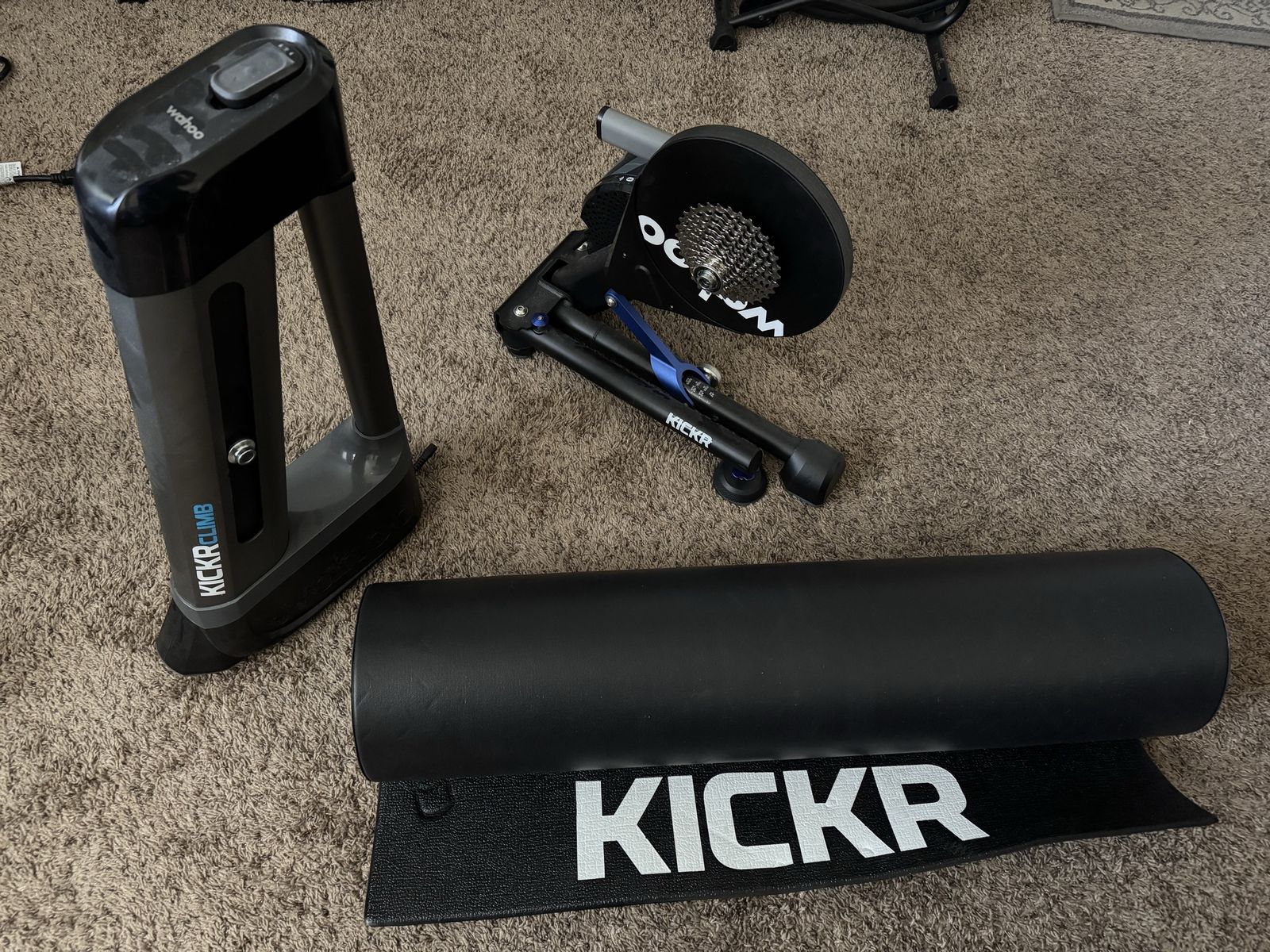 Wahoo KICKR v6, KICKR CLIMB, and mat