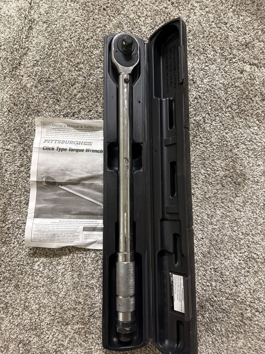 PITTSBURGH PRO Click Type Torque Wrench with Case and Manual