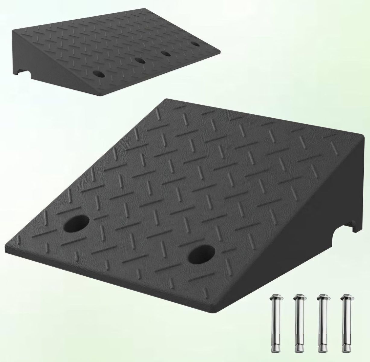 7.9 Inch Rise Rubber Ramp, Wheelchair Door Ramp with Non-Slip Surface, Threshold Ramp for Cars/Scooters/Walkers/Doorway/Home Ste