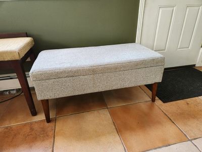 Grey Padded Storage Bench