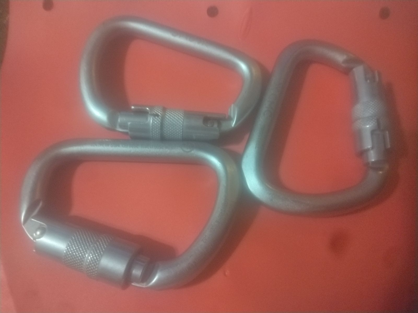 3 Used Locking Carabiners - Heavy Duty Climbing, Rappelling, and Safety Clips