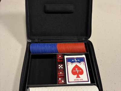 Poker Chip Set with Playing Cards & Dice in Carrying Case - Complete Game Set