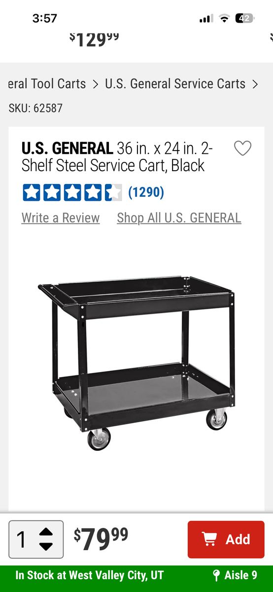 Heavy Duty Metal Cart With Wheels