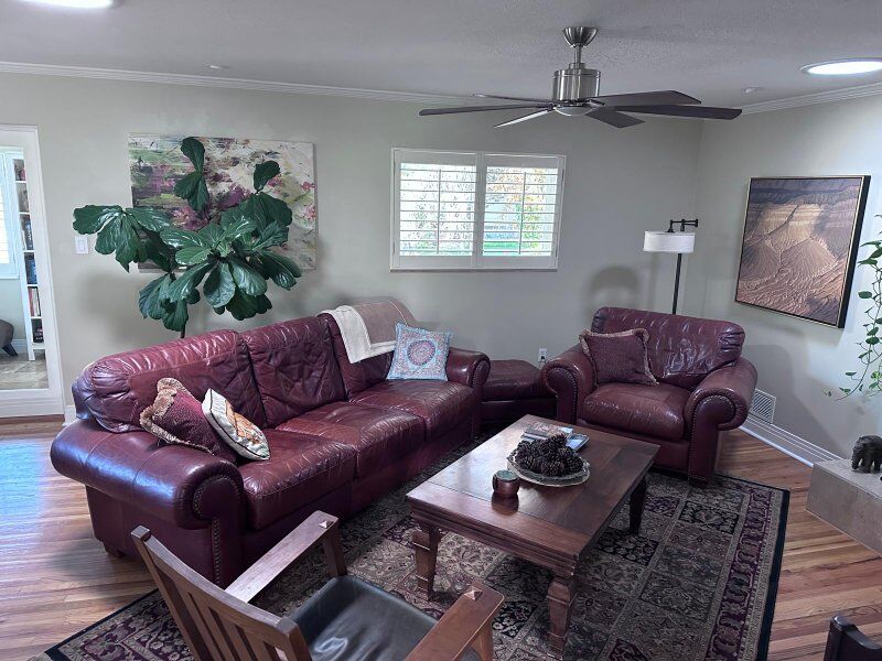 large cherry color leather sofa/ couch set