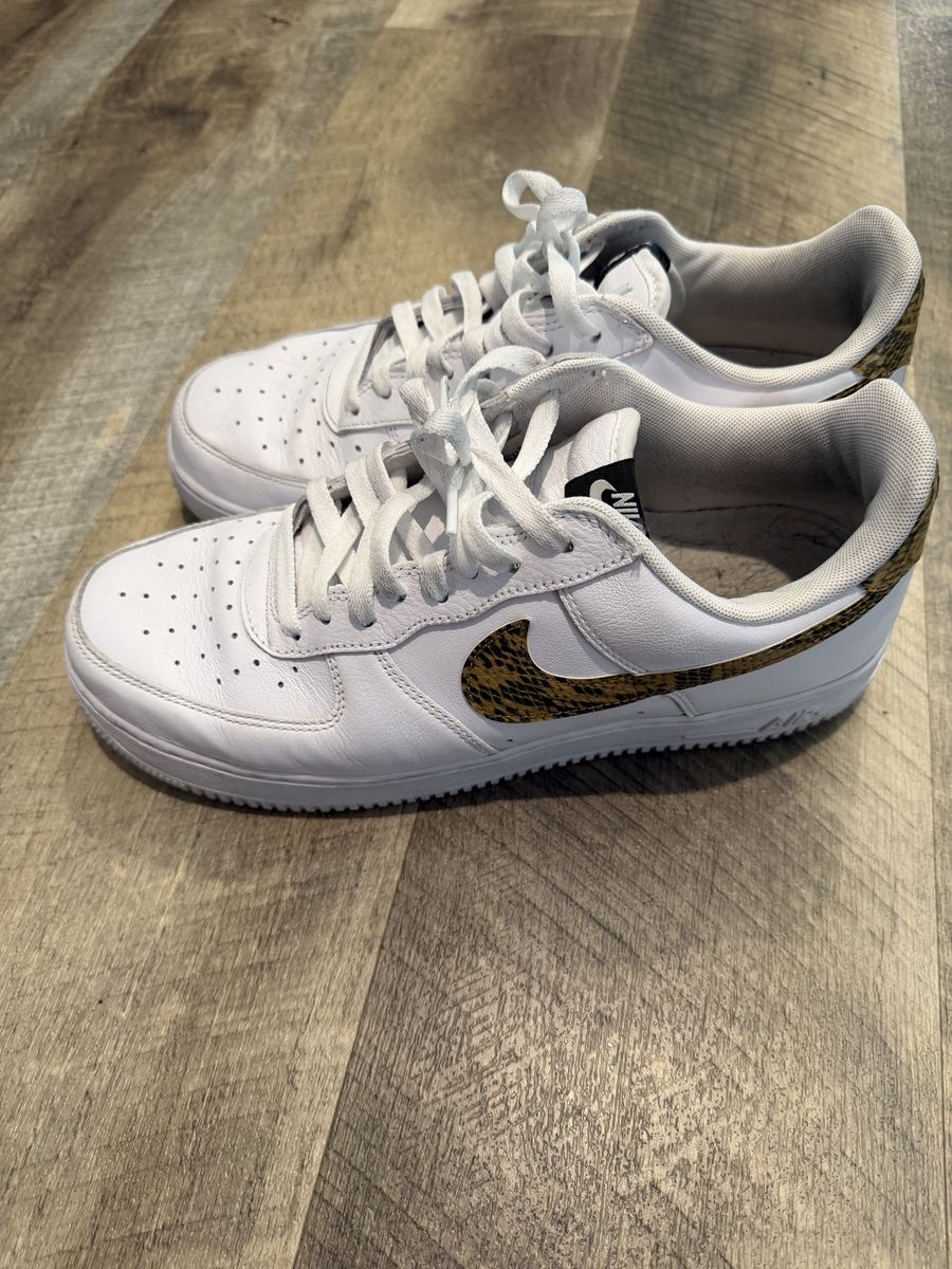 Nike Air Force 1 Low White/Snake Print Sneakers Women's Size 9.5 Classic AF1