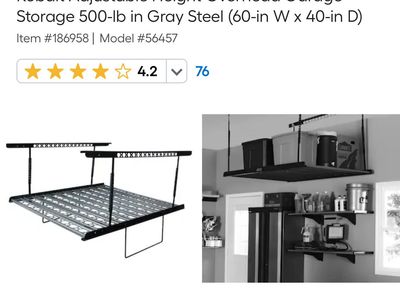 Kobalt Adjustable Height Overhead Garage Storage Rack – 500-Lb Capacity – $60 OBO