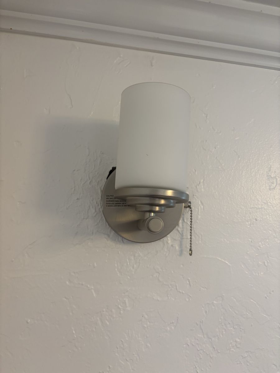 Modern Brushed Nickel Wall Sconce with Frosted Glass Shade & Pull Chain
